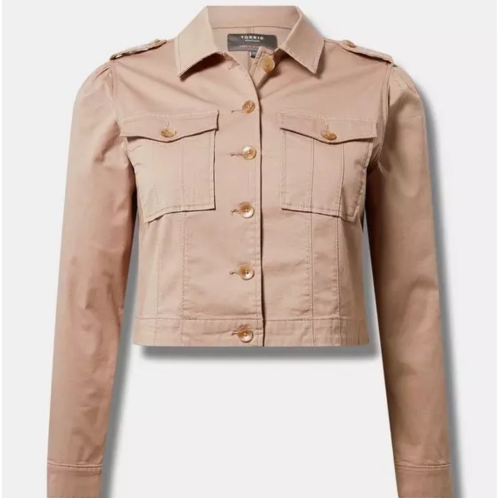 Torrid Tan LightWeight Twill Army Tucker Jacket‎ Khaki Button Up  Size 4X